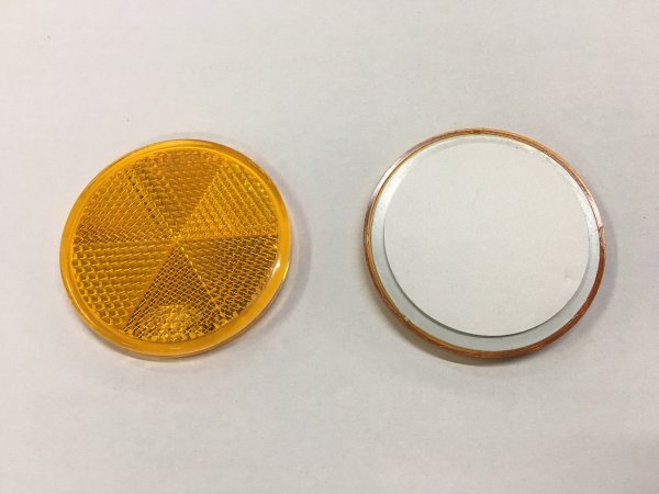 Seiten-Reflektor, gelb, rund, ⌀ 60mm mit Klebercken, Rckstrahler