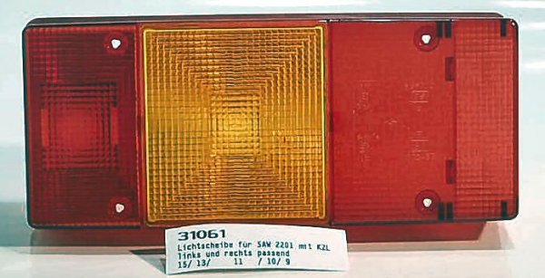 Ersatzglas f�r Vierkammerleuchte Hella/SAW