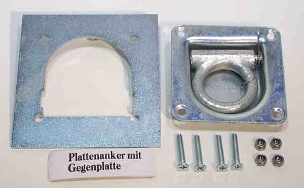 Plattenanker / Zurrmulde mit passender Gegenplatte u Schrauben
