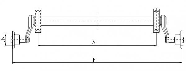 Achse ungebremst, Laufachse Nieper, 750kg, 160cm Auflage, 4Loch